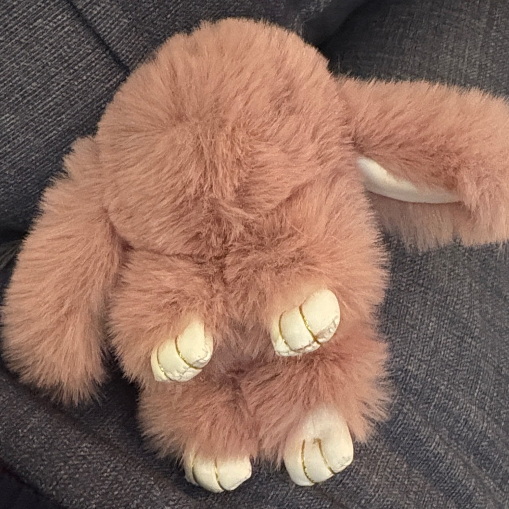 Plush Bunny Keychain Charm in Dusty Rose